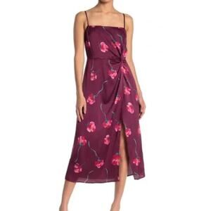 LUSH COCKTAIL new size small plum fushia sleeveless dress satin midi lined